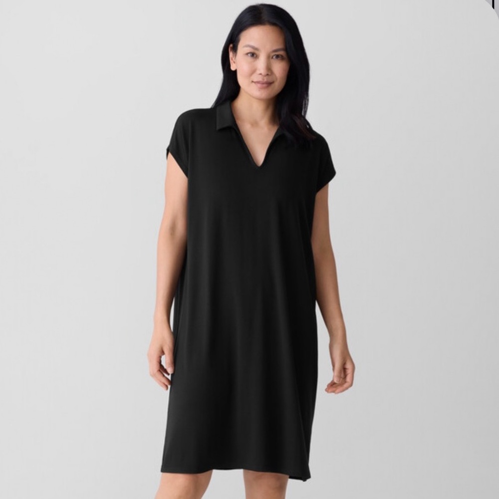 ▪️NWT Eileen Fisher Fine Jersey Split Neck Dress